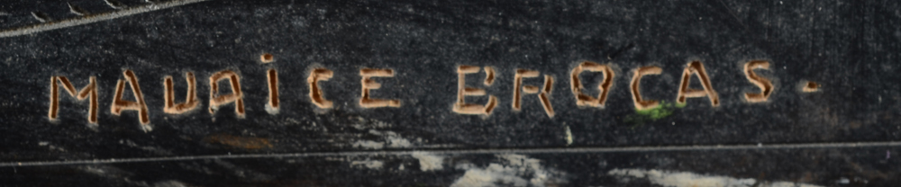 Maurice Brocas — Signature (in positive), carved by the artist bottom right