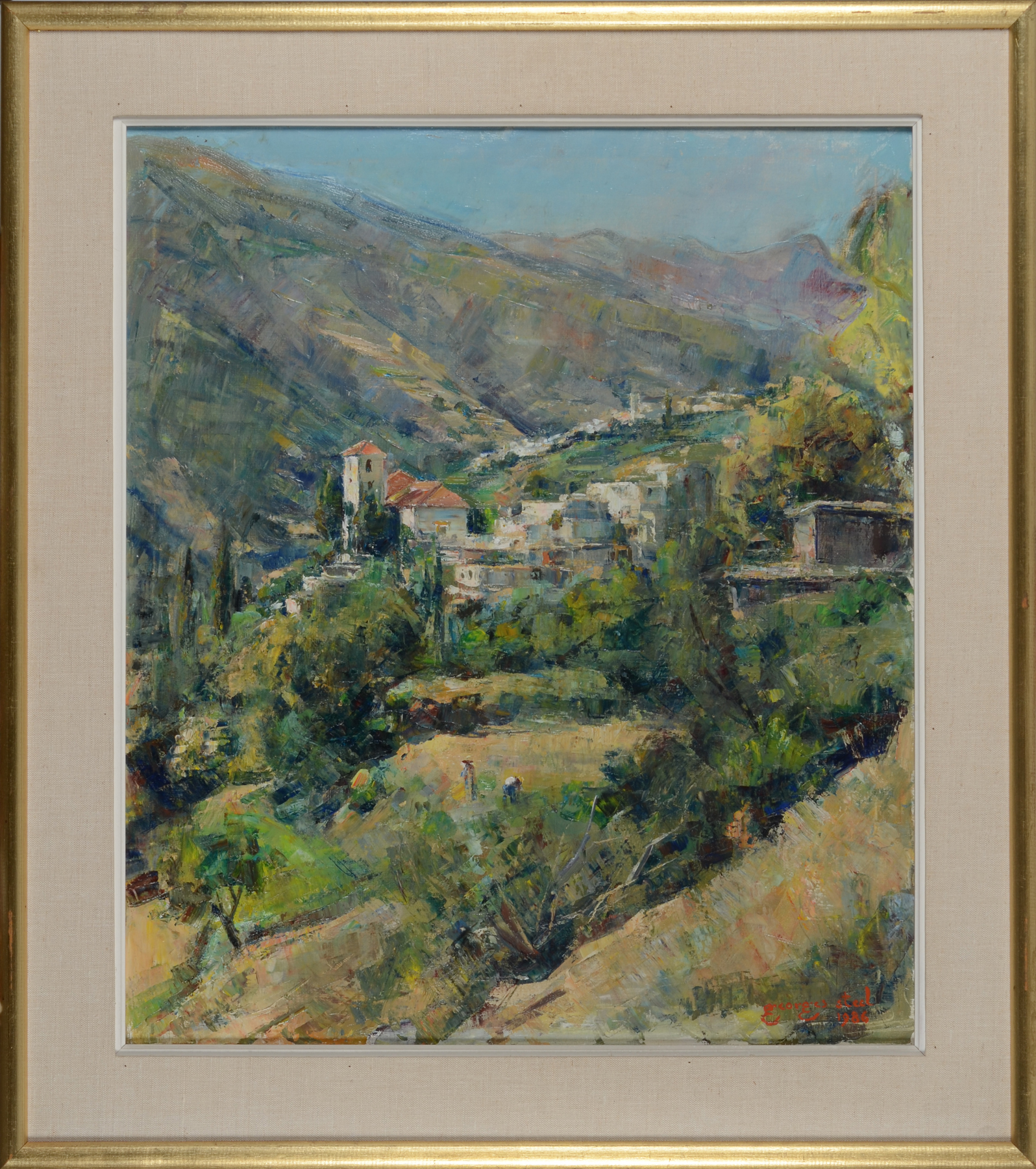 Georges Steel (1923-2010) 'don Jorge', a view of the village of Capileira (La Alpujarra)  — <p>the painting in its original frame</p>