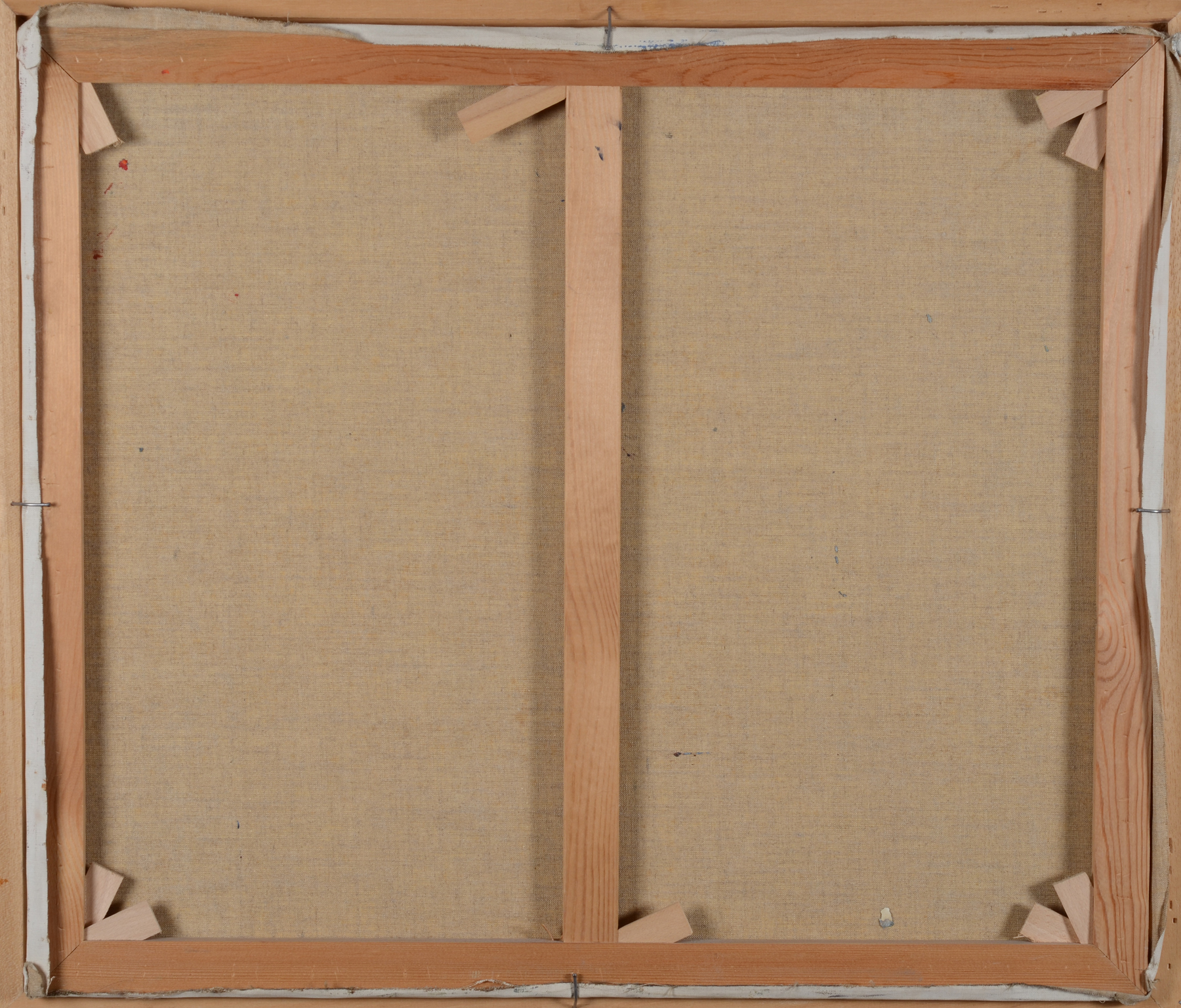 Georges Steel, the white house in the Spanish hills, oil on canvas, 1987. — <p>back of the canvas</p>