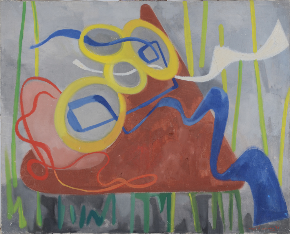 Leopold Leclercq — Oeuvre abstraite de 1952, huile sur toile signée