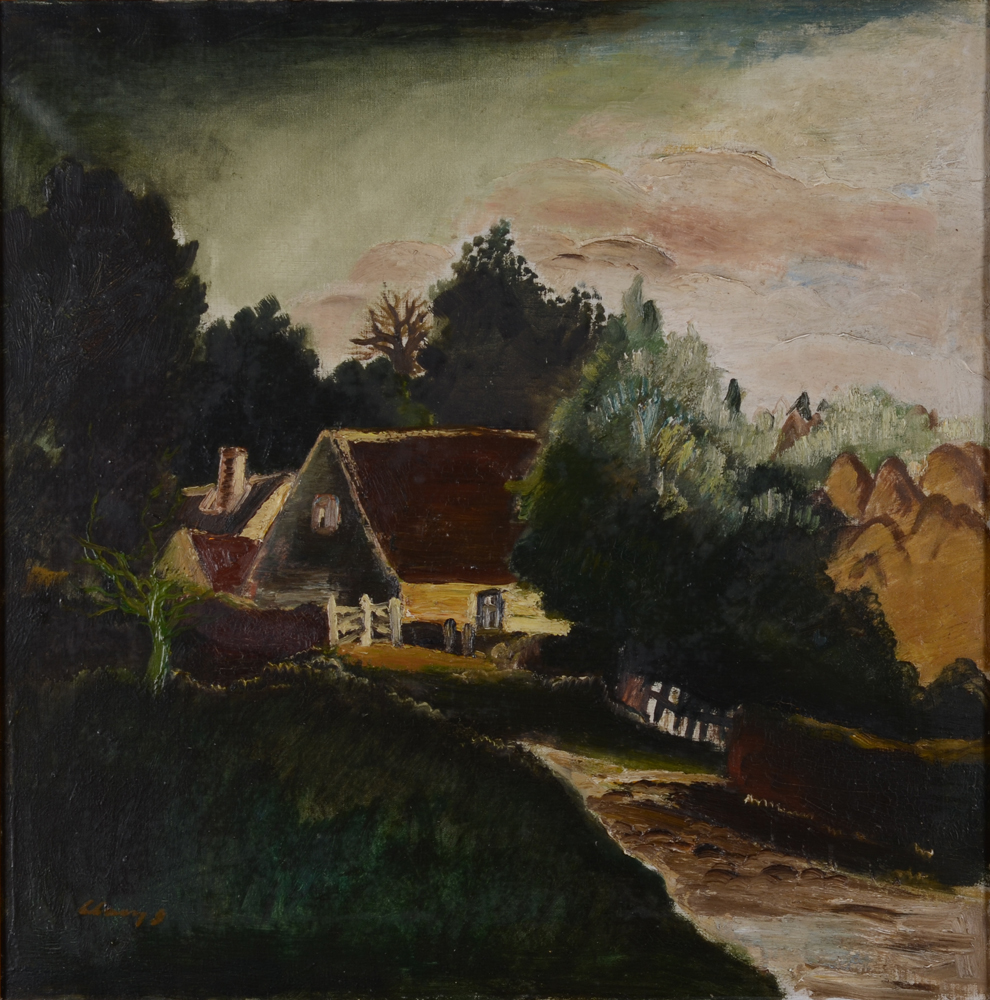 Albert Claeys — Paysage expressionniste à l'arbre vert, huile sur toile signée