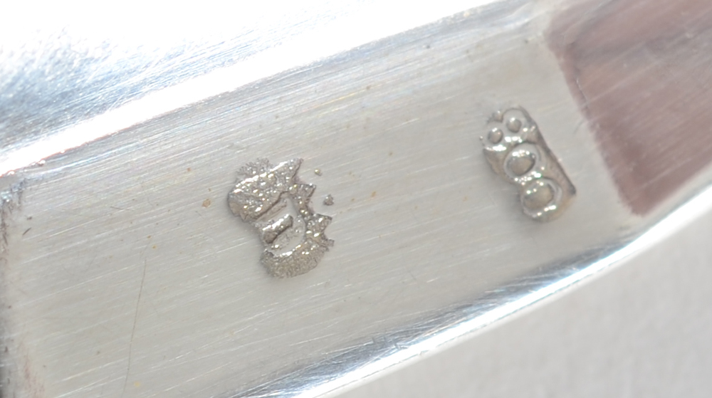 Delheid Frères (Brussels) — Makers mark and alloy mark on the side of the scoop