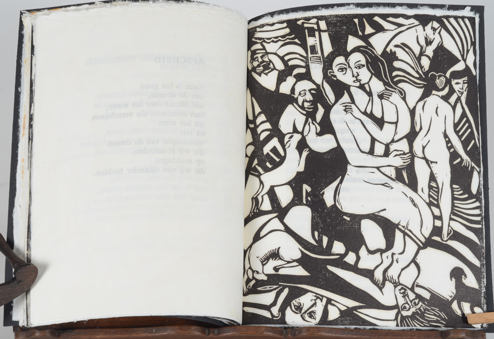 Roland Ergo (illustrator) - Jan D'Haese (Poet), Balans, a rare illustrated book, 1997 — another view of one of the lino cuts