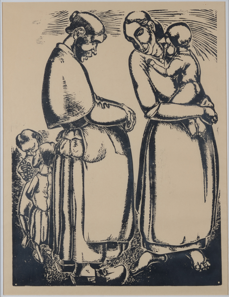 Jan-Frans Cantré  — Femmes du peuple, gravure sur bois de 1924