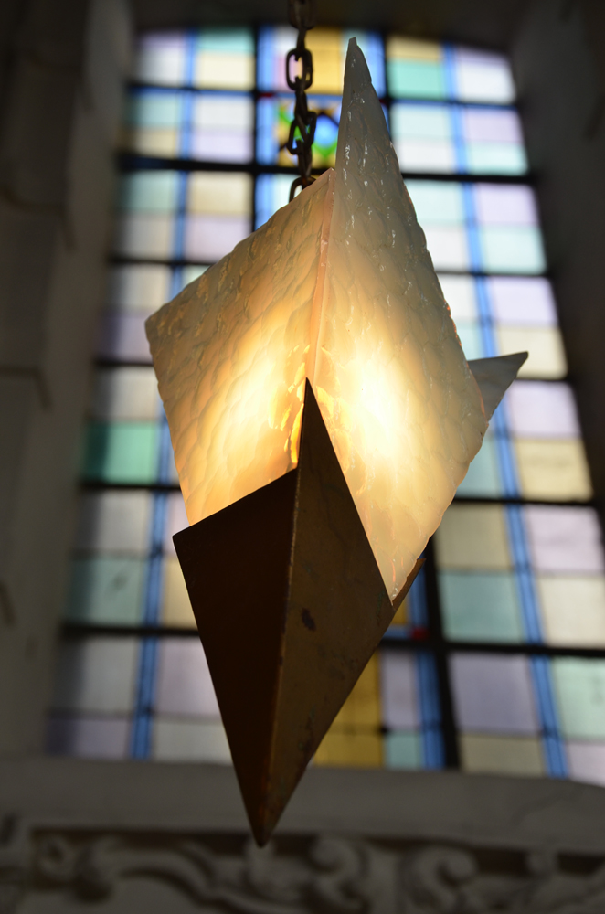 An unusual modernist-constructivist hall lantern, 1930's — The lamp seen from below