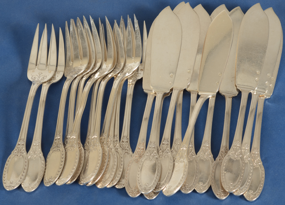 Roussel Fils et Cie (Paris) — a complete set of 12 forks and 12 spoons