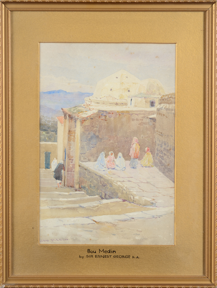 Ernest George — Aquarelle, une vue sur le Bou Medine complexd à Tlemcen (Algérie) par cet architecte-artiste anglais