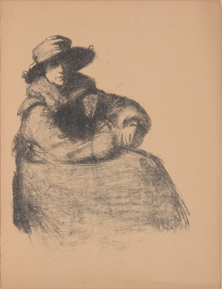 Cécile Cauterman seated woman  — Lithographie d'un dessin de femme assise. Non signé ou daté.