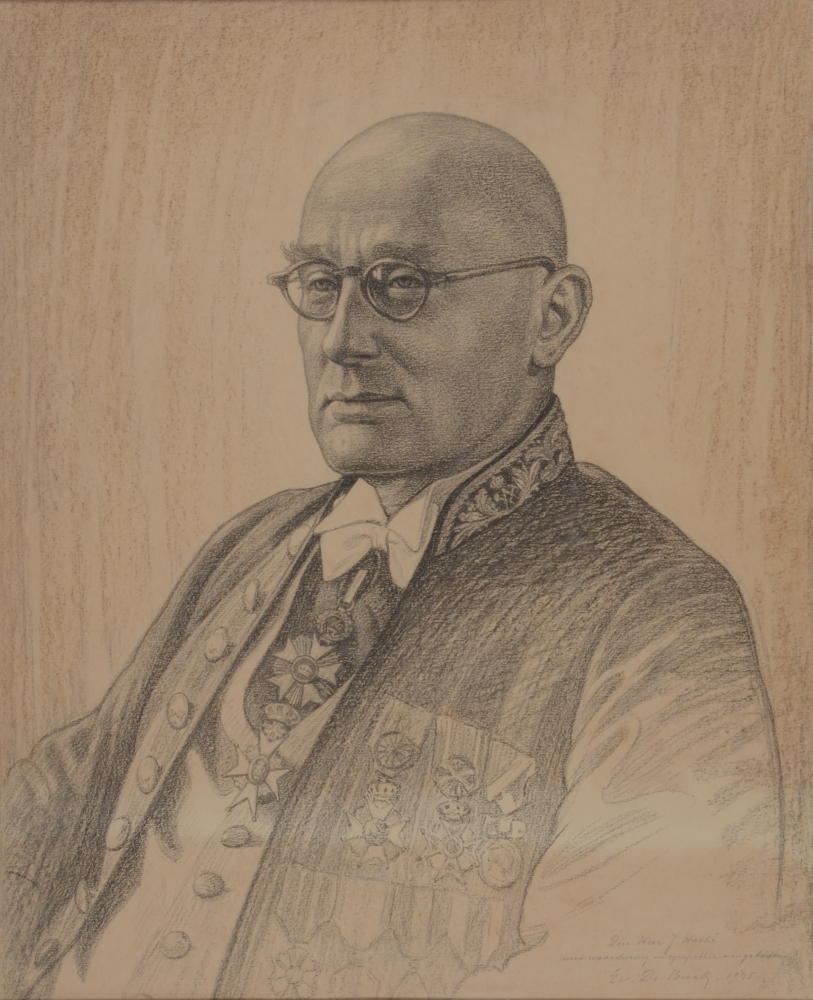 Evariste De Buck, a large portrait drawing of a gentleman, 1945 — Dessin sur papier, signé et daté 1945