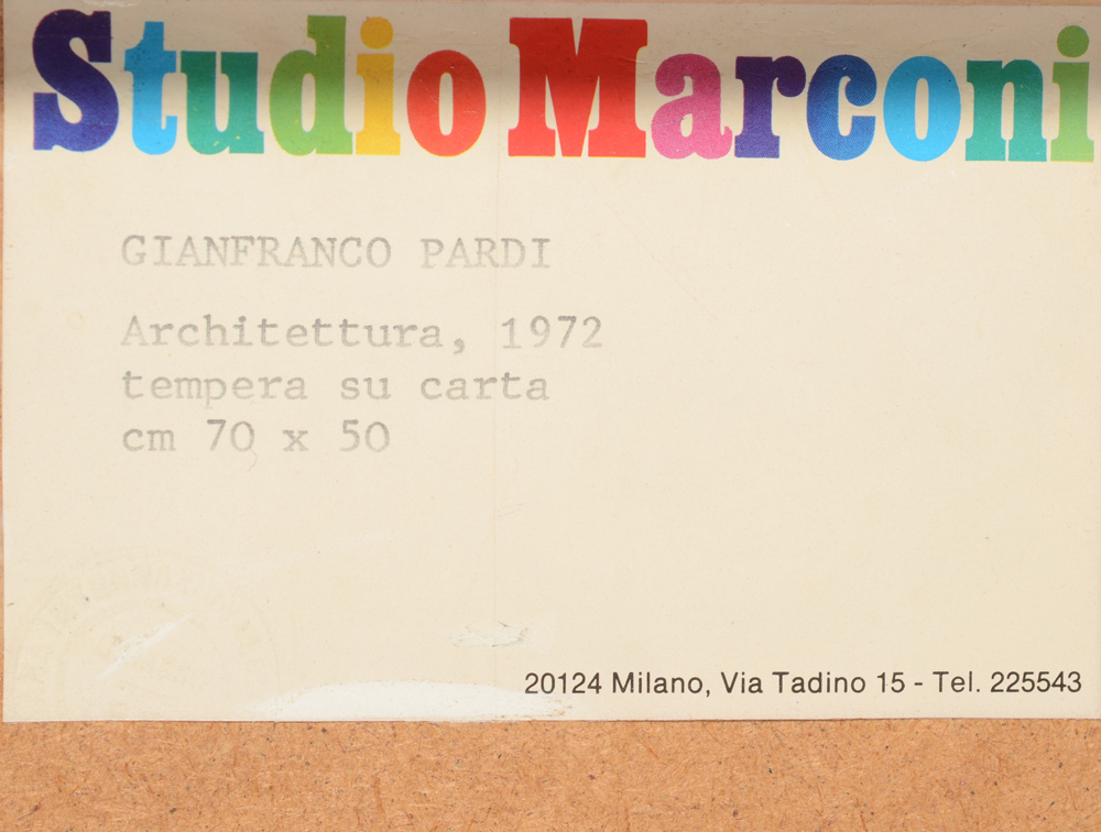 Giancarlo Pardi — Detail of the Studio Marconi label