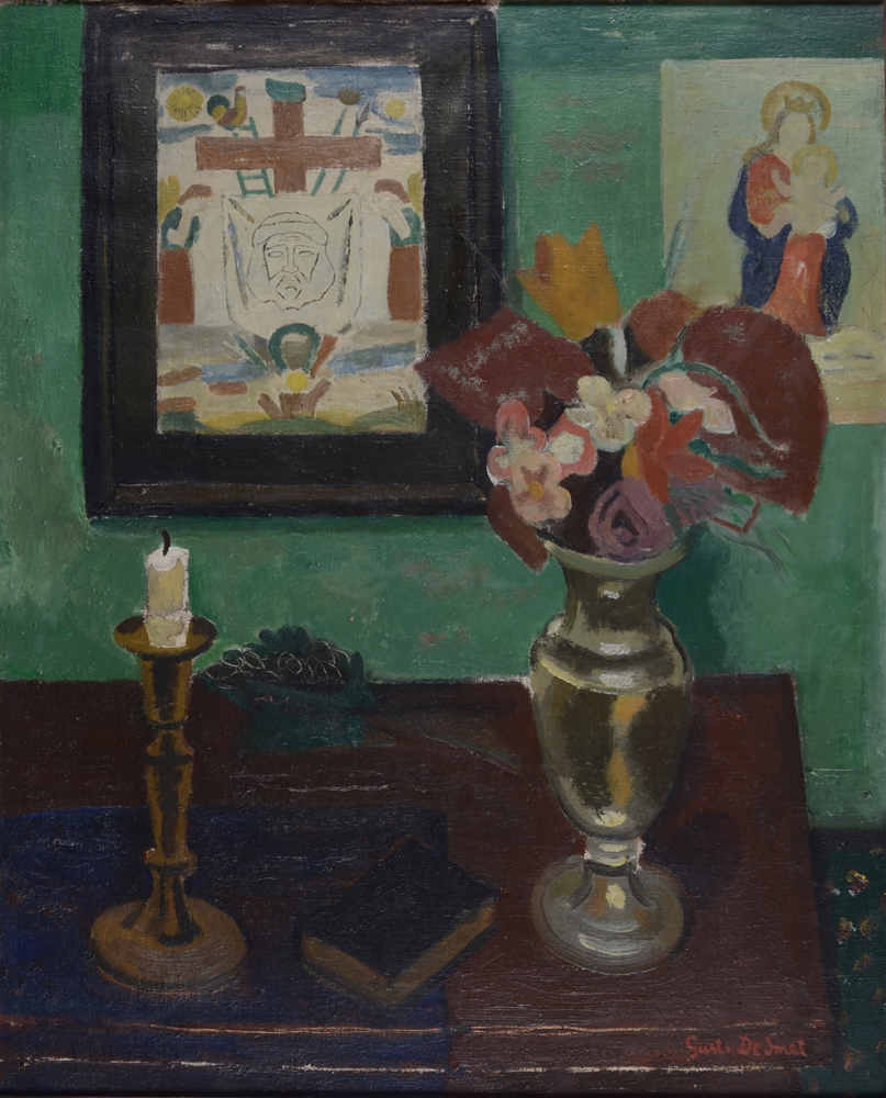 Gust De Smet Interior — Intimate interior in splendid colours, with certificate pointing to 1932
