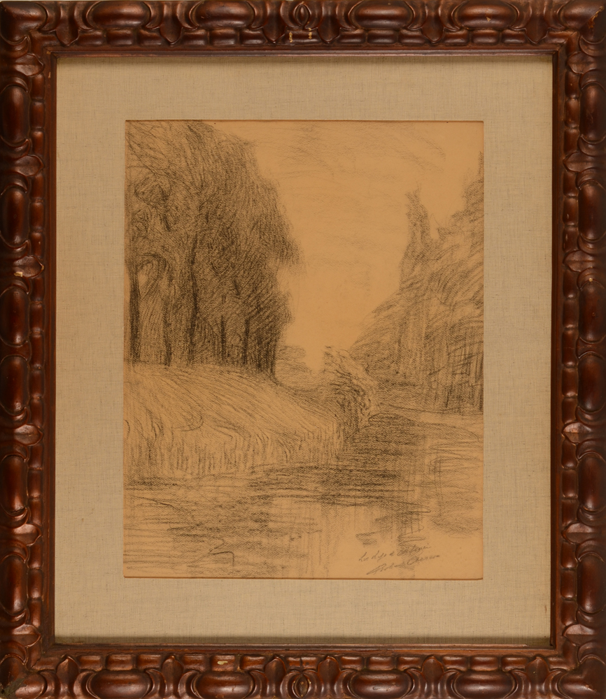 Robert Aerens — the drawing in its original but slightly damaged art nouveau frame