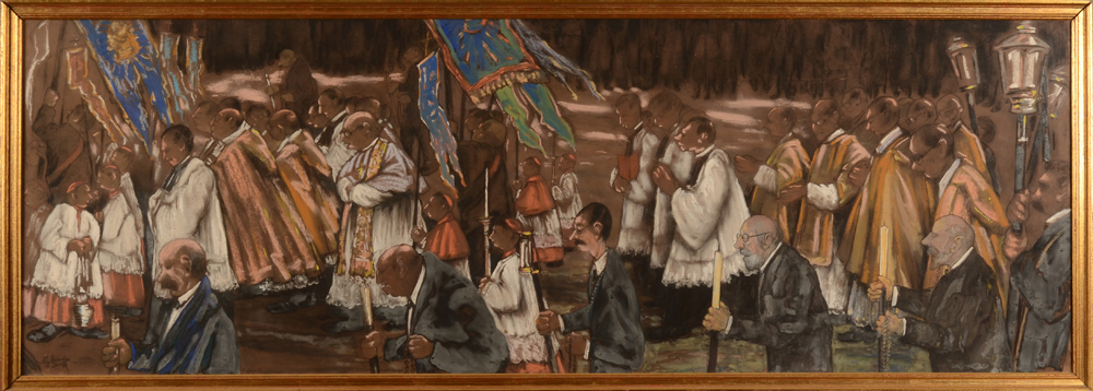Alexander A.J. — Grande procession, 1932, pastel sur papier de grande qualite