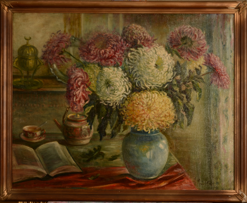 Alice Van Beveren - De Keghel Chrysanthèmes — huile sur toile