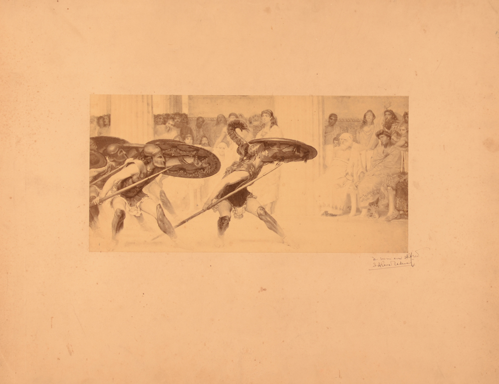 Lawrence Alma-Tadema — eigentijdse foto door Edmond Fierlants naar het werk van Tadema, en door de kunstenaar eigenhandig opgedragen aan de schilder Alfred Verwee
