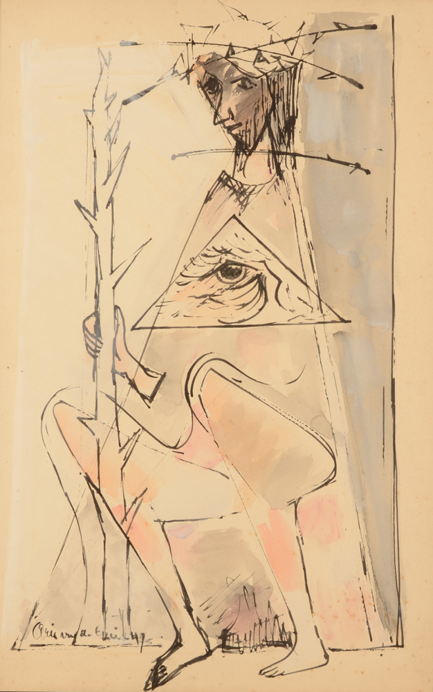 Arie Van de Giessen — Ecce Homo, technique mixte sur papier de 1947