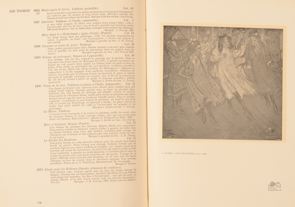 L'Art Flamand et Hollandais 1904 — Detail of an exhibition list of works by Jan Toorop