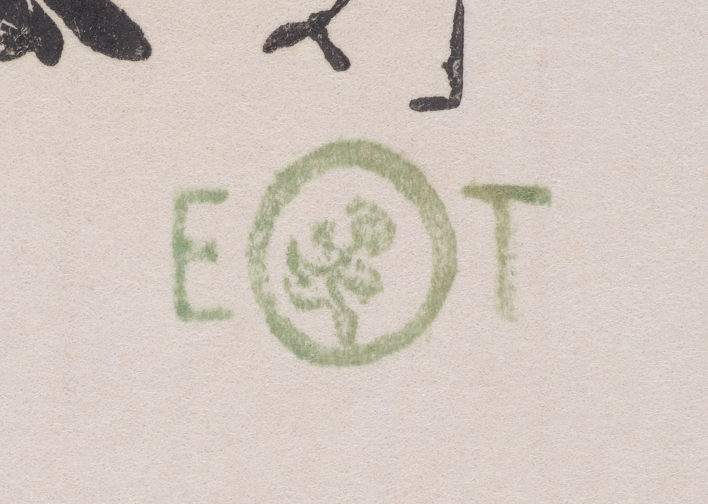 Edgard Tytgat 'Rik et Net' Woodcut — Monogram workshop stamp in green, bottom right.