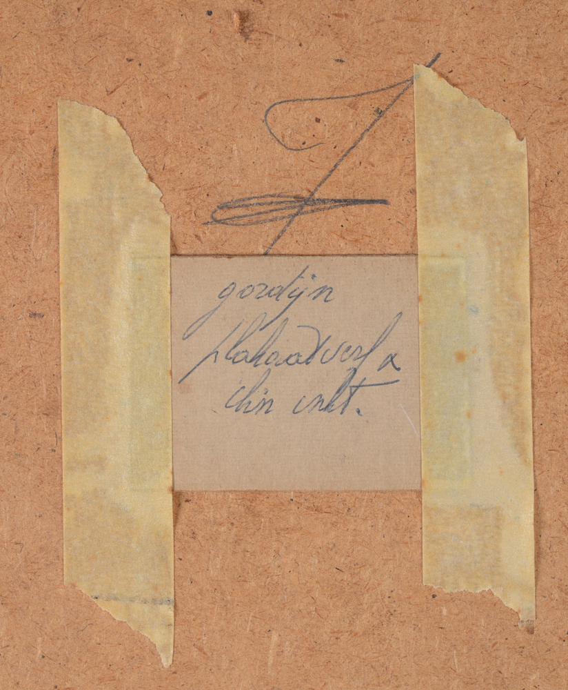 Dirk Adams — Exhibition label at the back of the painting