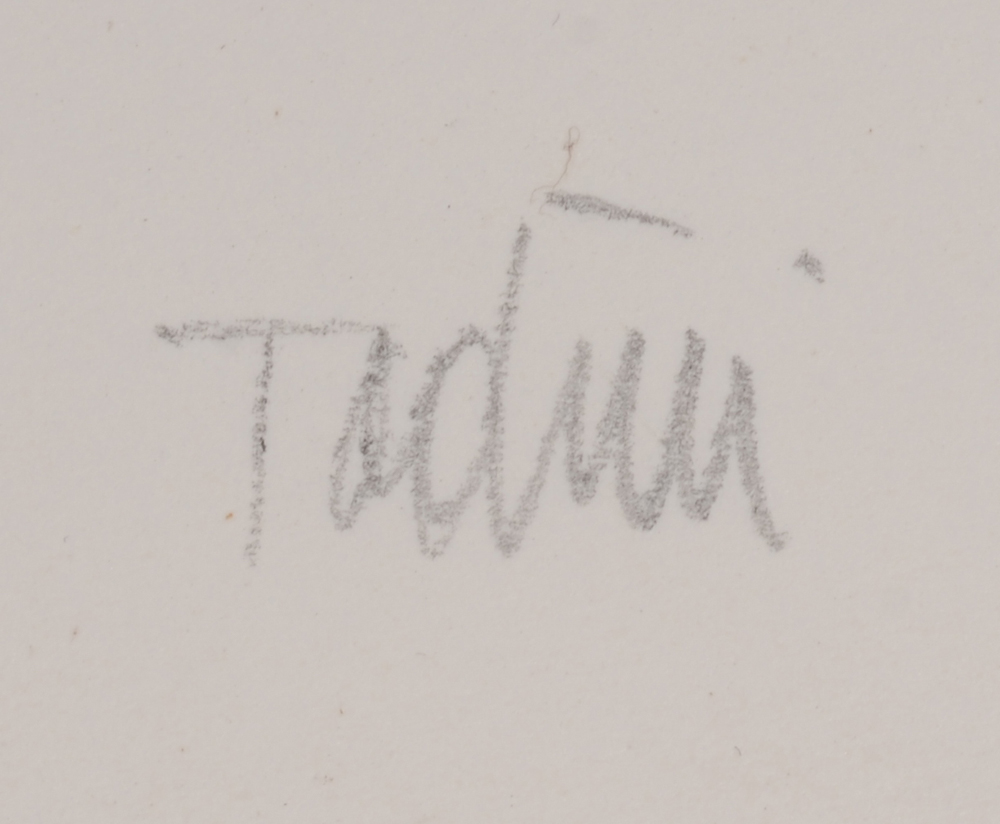 Emilio Tadini — Signature of the artist in pencil, bottom center