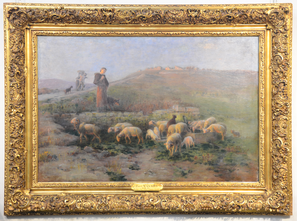 Paul Vayson — Très grande et importante peinture du peintre de la Camargue, huile sur toile signée dans le cadre d'origine