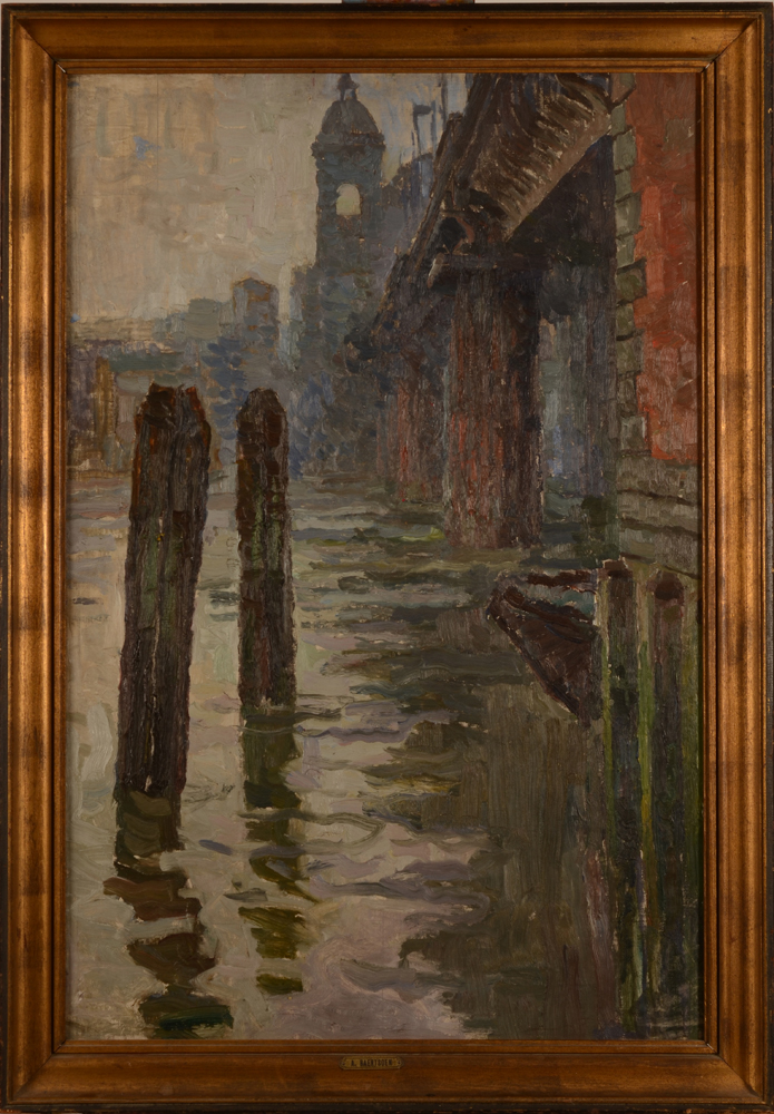 Albert Baertsoen Cannon street Bridge 1918 — oil on canvas, in the original frame