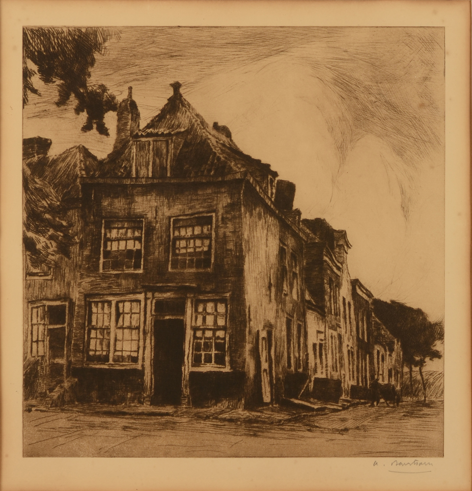 Albert Baertsoen Old Houses, Zeeland — Eau-forte, Maisons en Zéelande, Pays-Bas