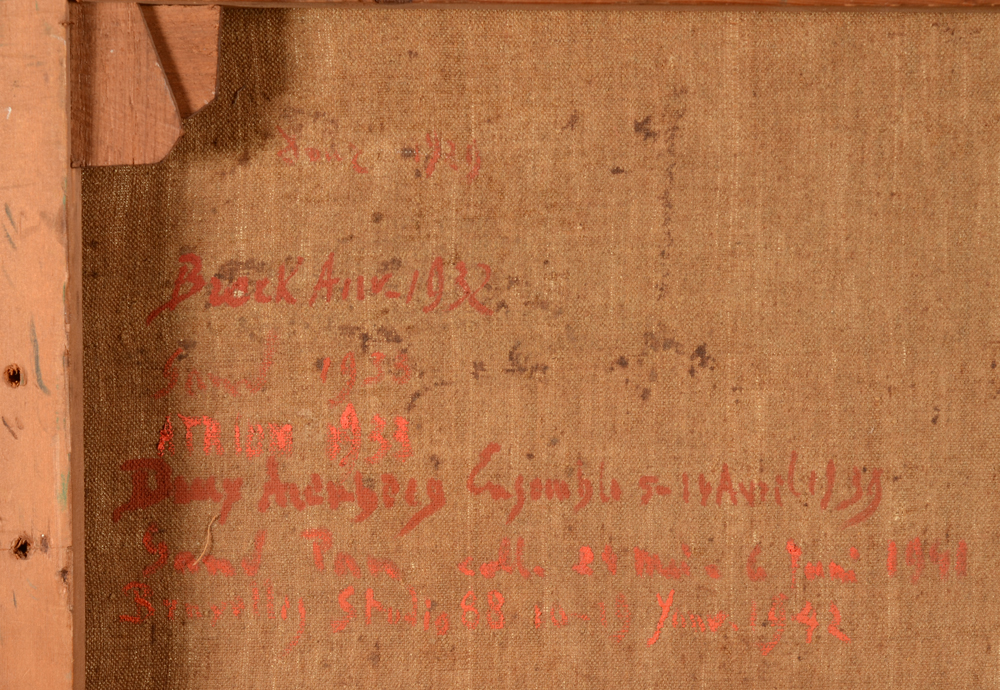 Jacques Bergmans — Detail of the annotation of exhibtions where the painting was shown