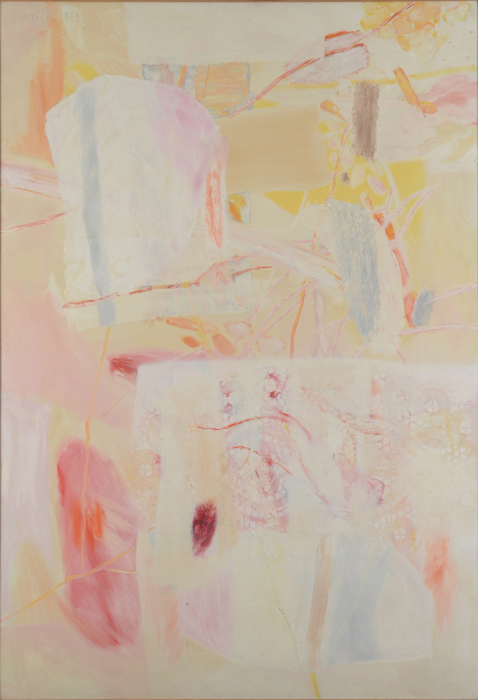 Pierre Vlerick — Peinture abstraite, huile sur isorel, signée et datée 1963<br>