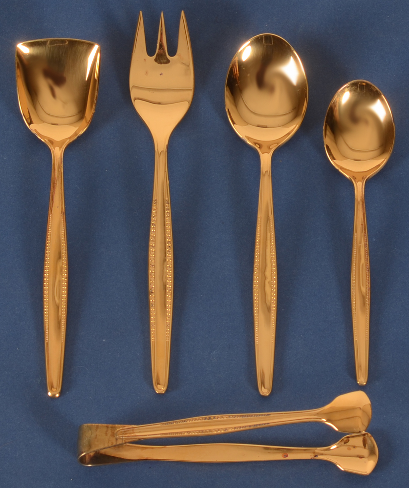 BMF 800 silver gilt canteen — Ice cream spoon, cake fork, coffee spoon, tea or mokka spoon, sugar tongs