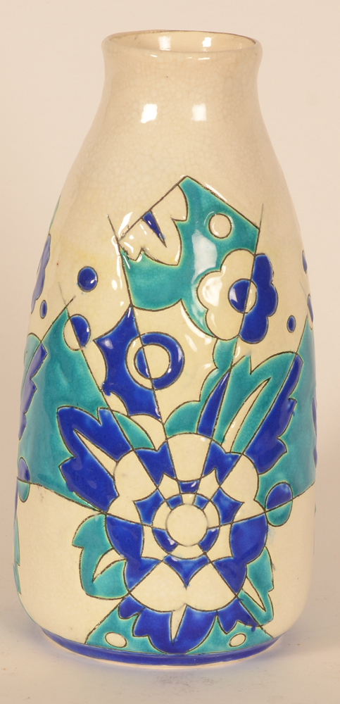 Boch Frères Keramis — Vase art deco avec décor 1337