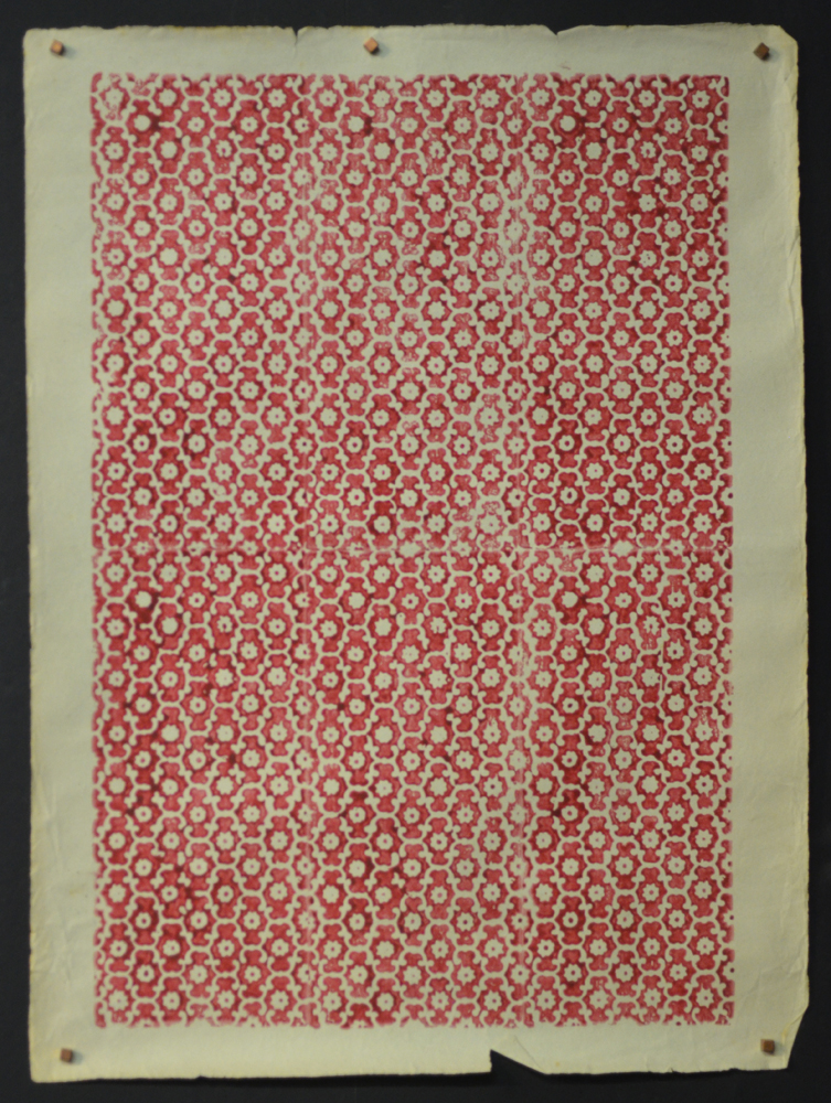 End paper red — papier gardes, imprimé à la main, ca. 1900