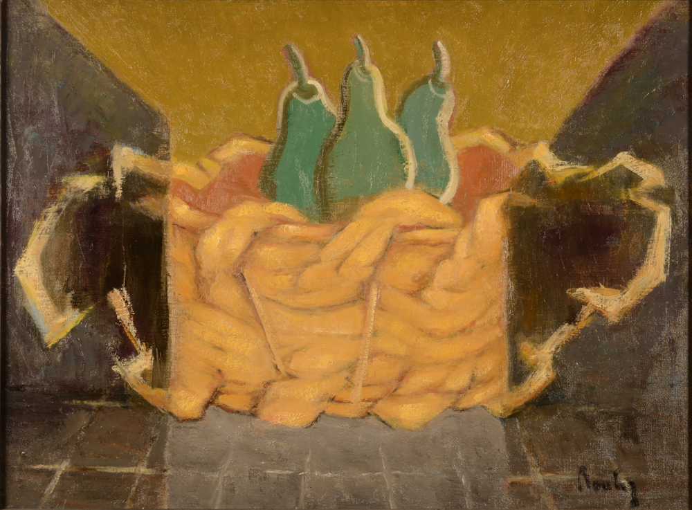 Jules Boulez — Nature morte dans le goût surréaliste, huile sur toile signée
