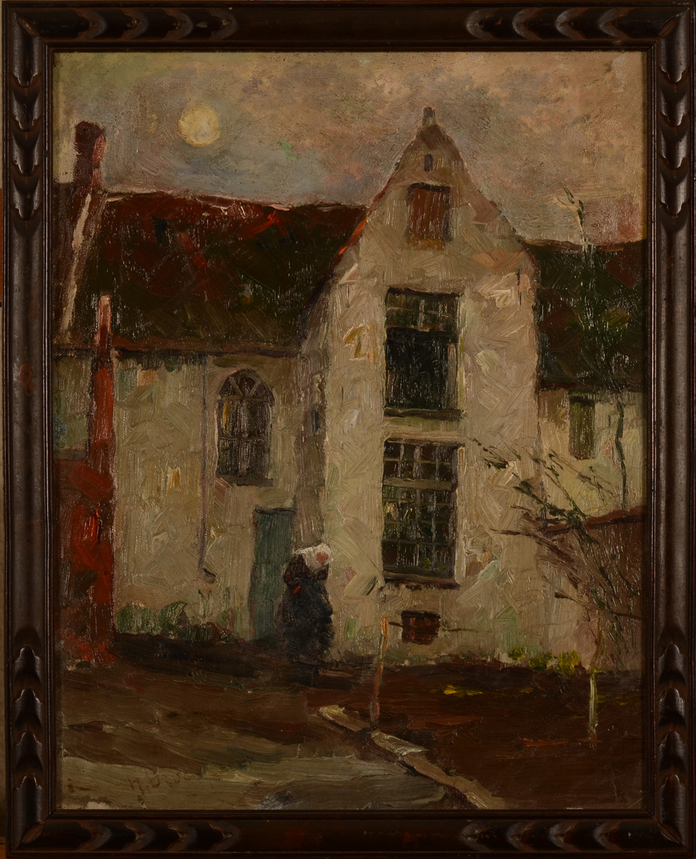 Herman Broeckaert Beguinage in the evening — in the original frame