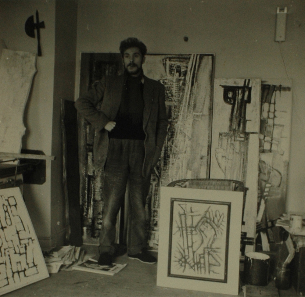 Jan Burssens — Jan Burssens in his workshop, 1950&#39;s.