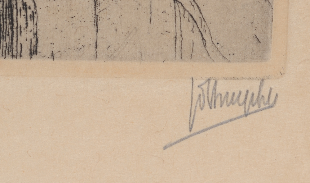 Jules De Bruycker Sint-Niklaas kerk, 1932 — Signature of the artist in pencil bottom right