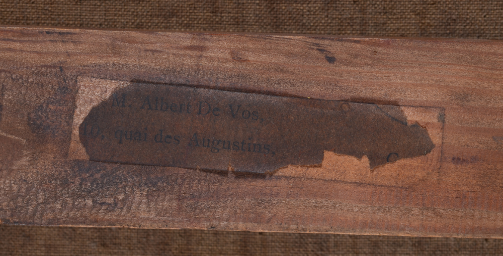 Albert Isidore De Vos  — Detail of the label on the stretcher at the back
