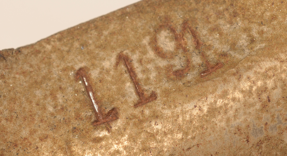 Carion art nouveau candlestick — Stamped number on the back of one of the leaves