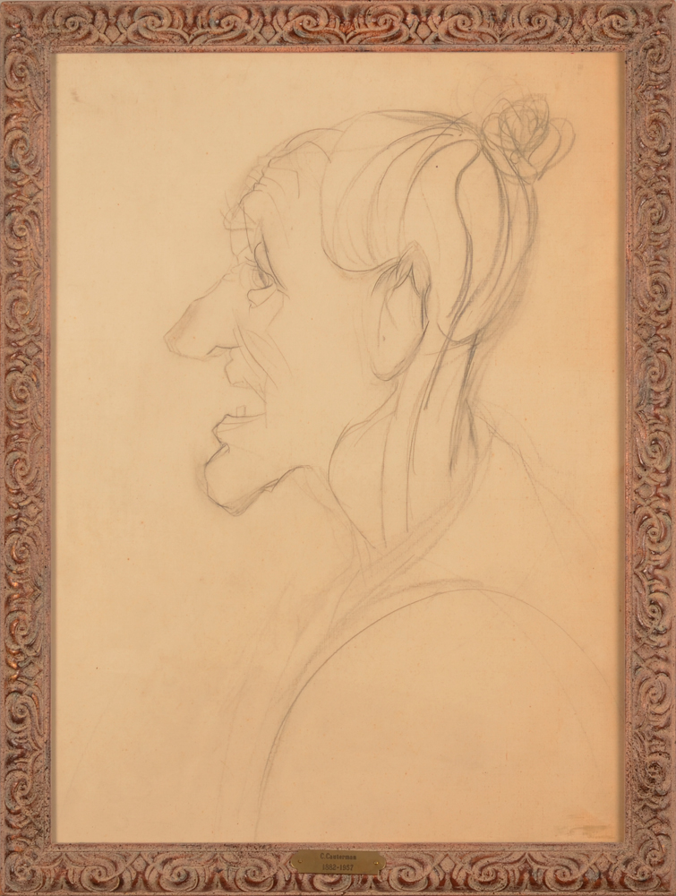 Cecile Cauterman portait old lady — Cecile Cauterman portret van een oude vrouw in profiel