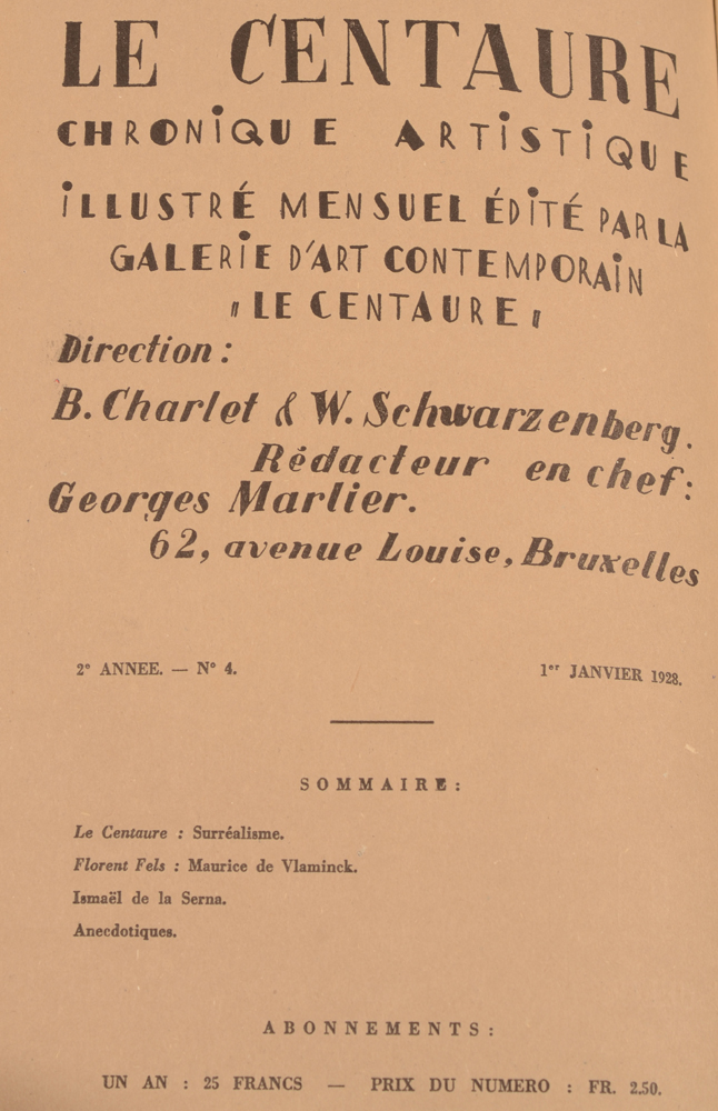 Le Centaure — January 1928, table