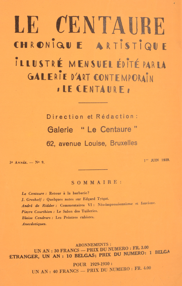 Le Centaure — June 1929 table