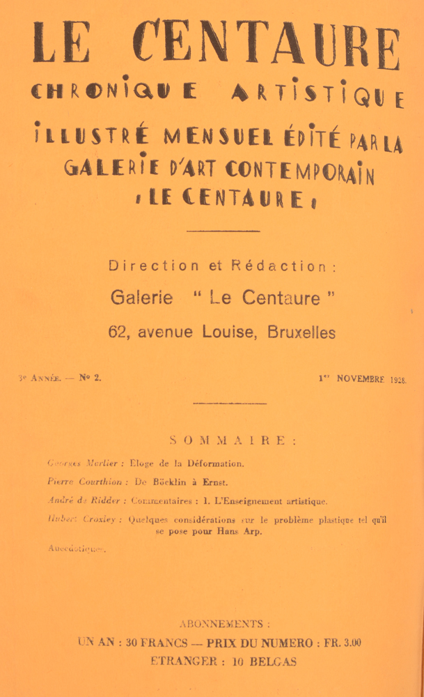 Le Centaure — November 1928 table