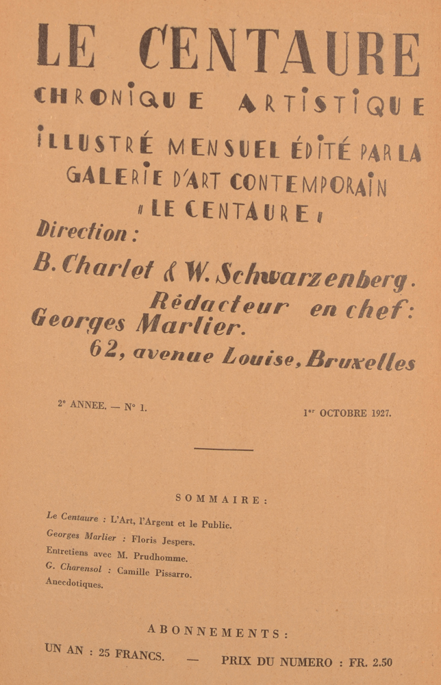 Le Centaure — October 1927, Table of contents