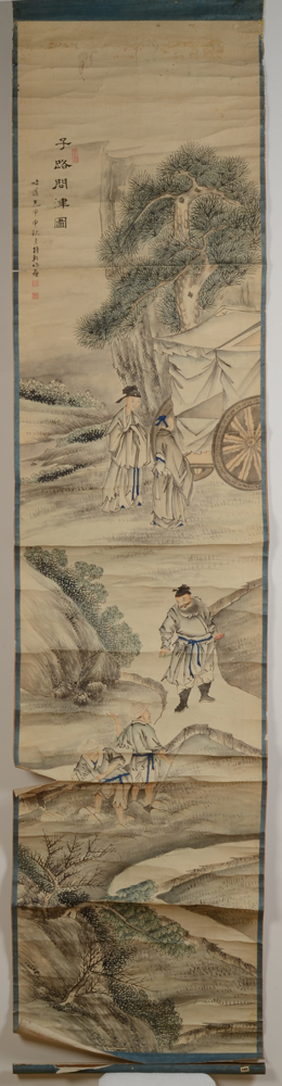 Chinese Scroll Painting — A large scroll painting, ink on paper, 19th century.
