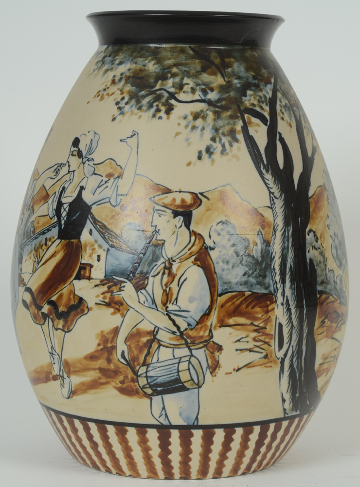 Ciboure Vase — Side view, showing the good quality painting of the decoration
