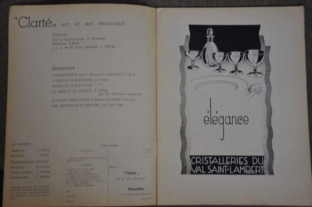 Clarté art et art décoratif — Sample page with publicity of Val St-Lambert