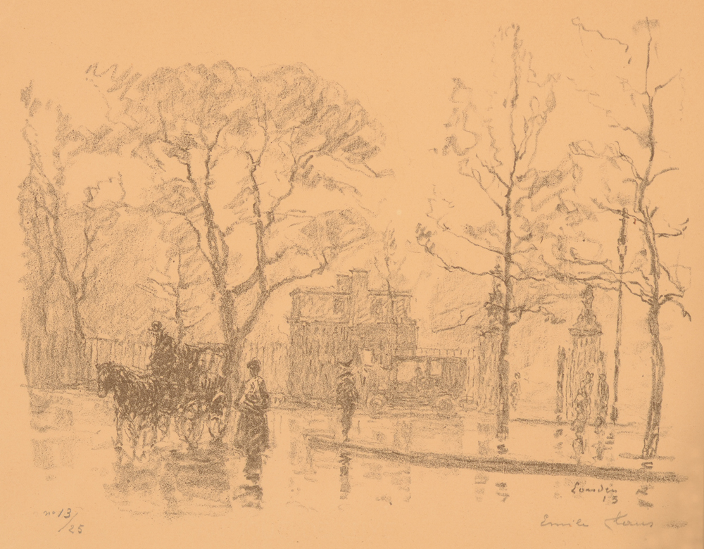 Emile Claus Hyde Park 1915 — Extremey rare lithograph on paper