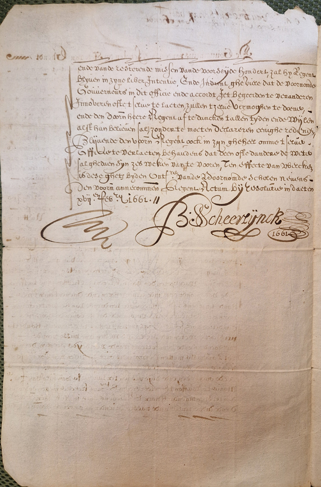 17th century document on schools in Ghent — second page of the document