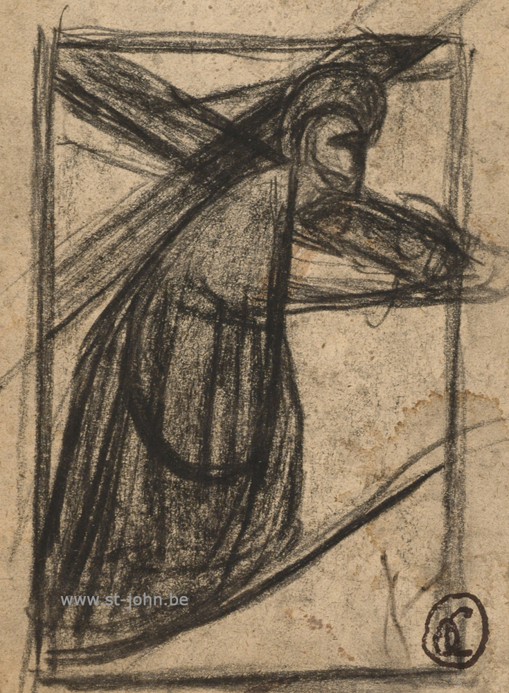 Oscar Colbrandt — <p>
	<strong>Oscar Colbrandt (1879-1959)</strong>, Christ bearing the cross, charcoal on paper, 11 x 8,5 cm, signed with the monogram stamp.</p>