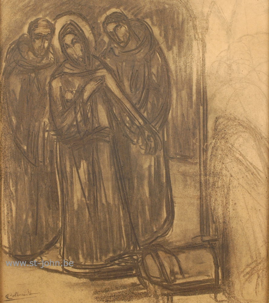 Oscar Colbrandt — <p>
	<strong>Oscar Colbrandt (1879-1959)</strong>, Three figures, charcoal on paper, 39 x 34 cm, signed.</p>